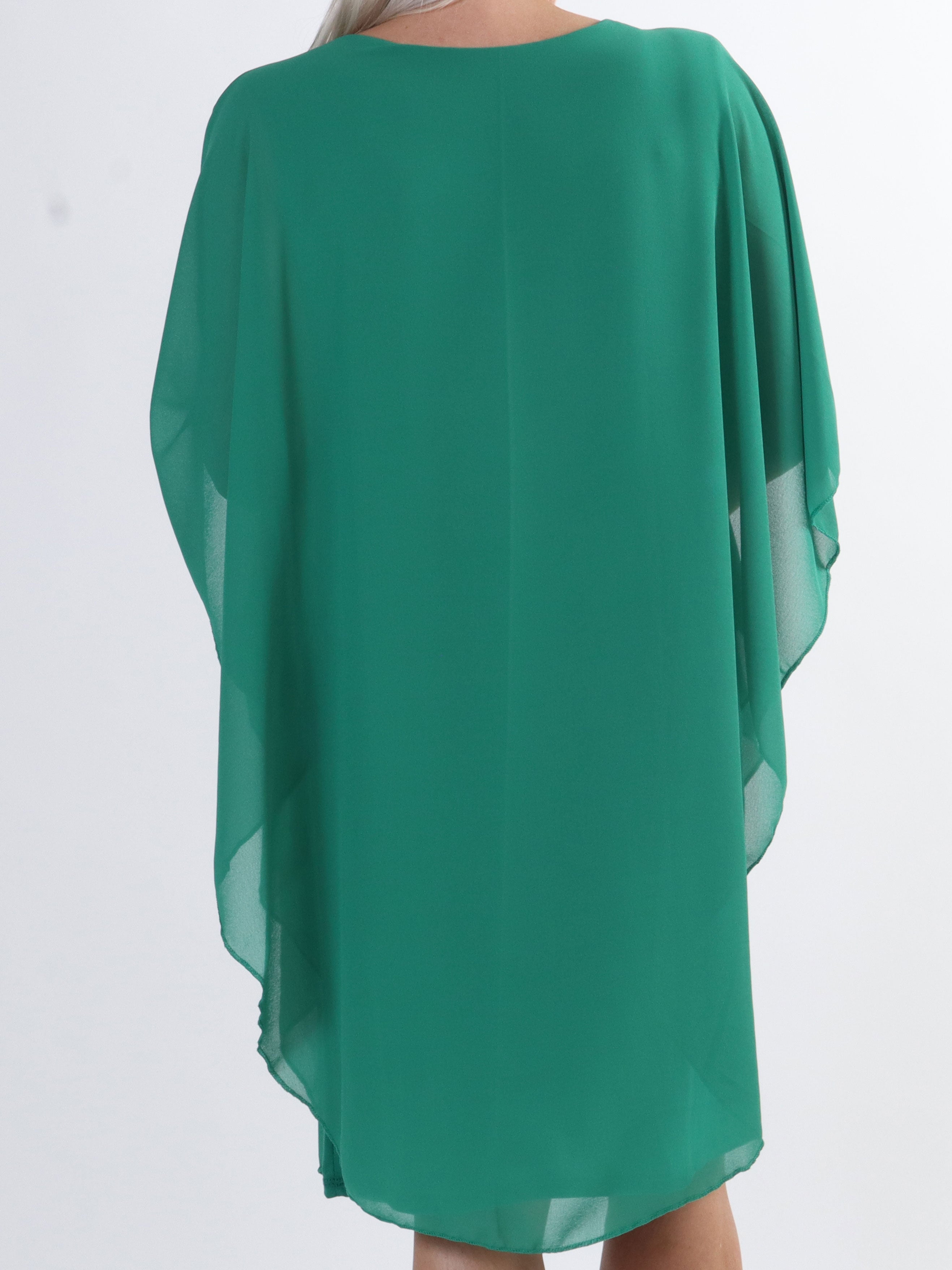 Kenya Crystal - Plus size tunikakjole med chiffonlag og similisten